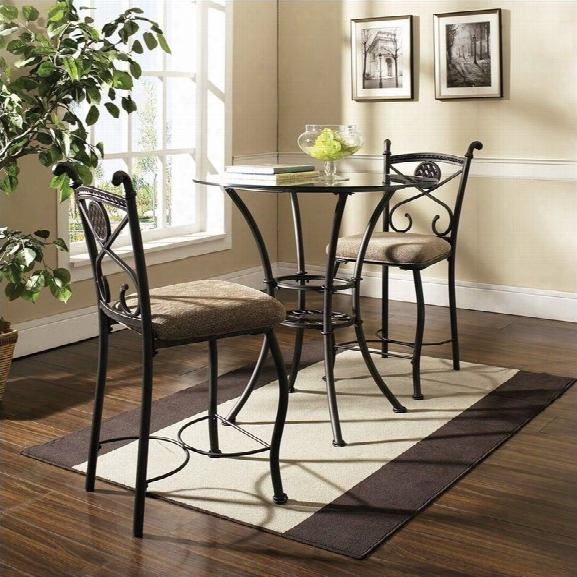 Steve Silver Company Brookfield 5 Piece Round Counter Dining Table In Dark Metal