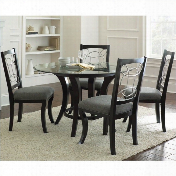 Steve Silver Company Cayman 5 Piece Round Dininh Table Set In Black