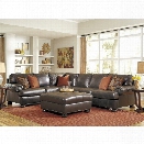 Ashley Nesbit 4 Piece Left Leather Sectional with Ottoman in Antique