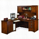 Kathy Ireland Home by Martin Mission Pasadena LHF L-Shape Wood Desk with Hutch