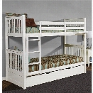 NE Kids Pulse Twin Over Twin Slat Bunk Bed with Trundle in White