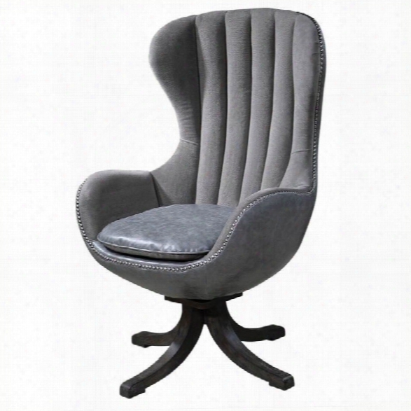 Uttermost Linford Dove Velvet Swvel Egg Chair In Gray