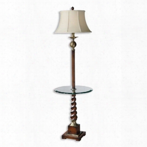 Uttermost Myron Twist End Table Floor Lamp In Burnished Light Cherry