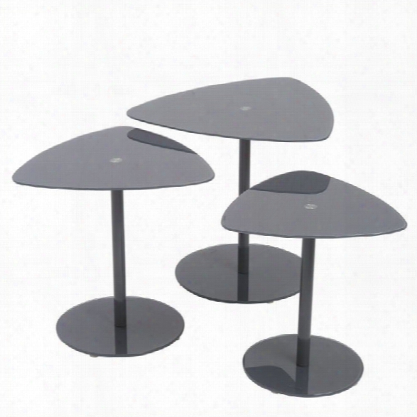 Eurostyle Sarafina 3 Piece Glass Side Tables In Gray