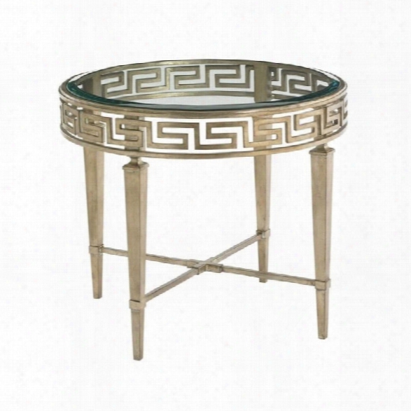 Lexington Tower Place Aston Round Glass Lamp Table In Gold Leaf