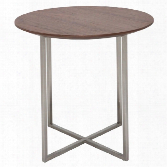 Maklaine Round End Table In Walnut