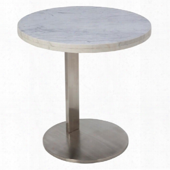Nuevo Alize Round Marble Top End Table In White