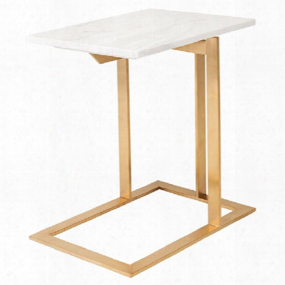 Nuevo Dell Marble Top End Table In Gold And White