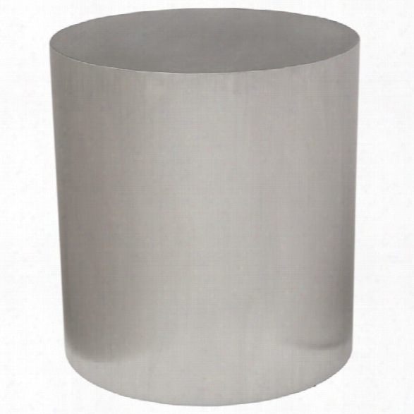 Nuevo Piston Round Metal End Table In Silver