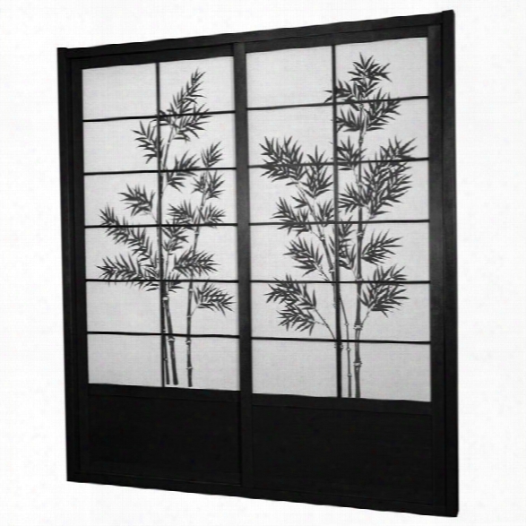 Oriental 7' Tall Bamboo Tree Shoji Sliding Door Kit In Black