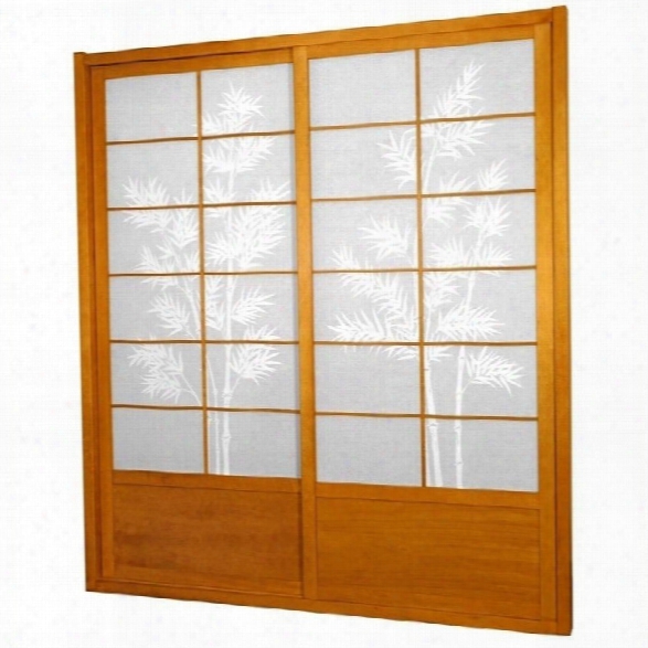 Oriental 7 ' Tall Bamboo Tree Shoji Sliding Door Kit In Honey