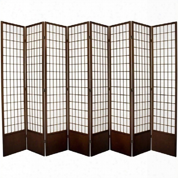 Oriental Furniture 7 ' Tall Window Pane Shoji Screen In Walnut