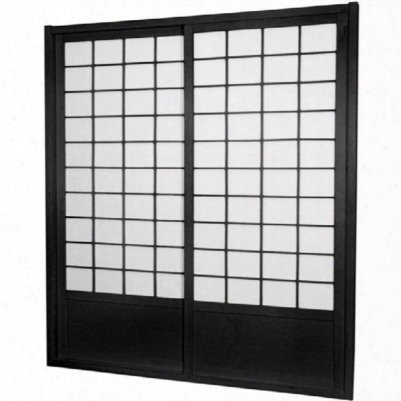 Oriental Furniture 7' Tall Zen Shoji Sliding Door Kit In Black