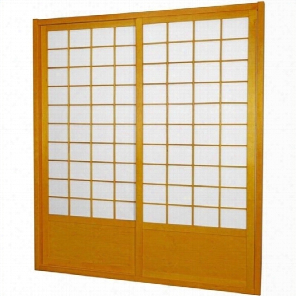 Oriental Furniture 7' Tall Zen Shoji Sliding Door Kit In Honey