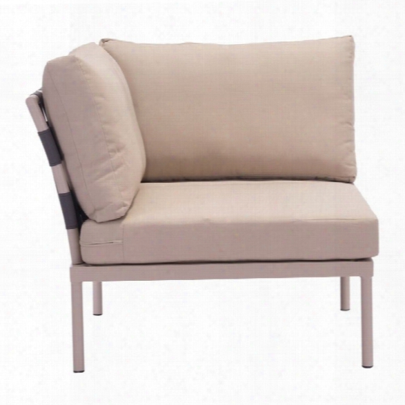 Zuo Glass Beach Outdoor Corner Chair In Taupe
