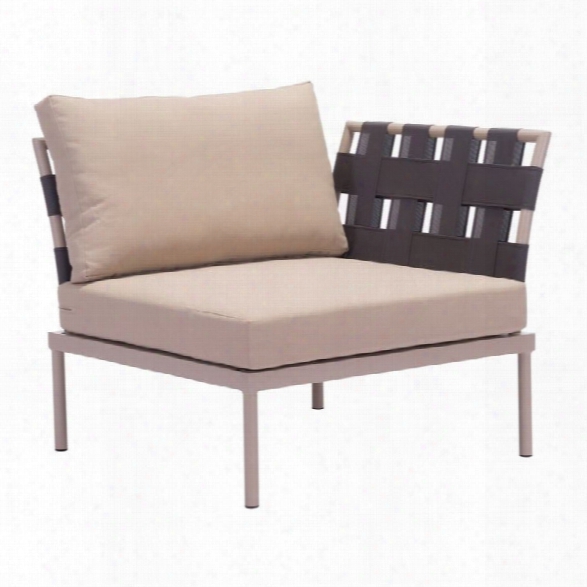 Zuo Glass Beach Outdoor Right Hand Arm Chair In Taupe