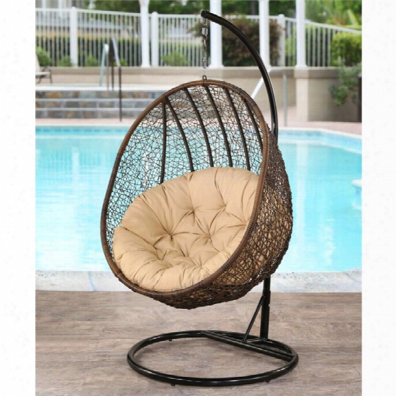 Abbyson Living Kinsley Outdoor Wicker Swing Chair In Espresso