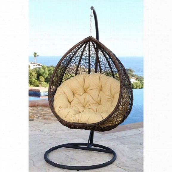 Abbyson Living Sonoma Outdoor Wicker Swing Chair In Yellow