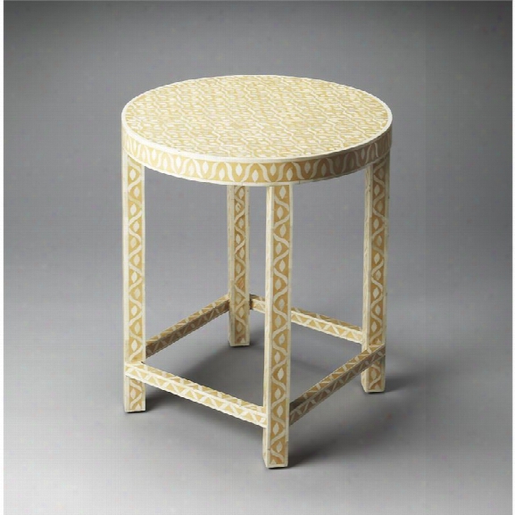Butler Specialty Bone Ilnay Round End Table In Yellow Bone Inlay
