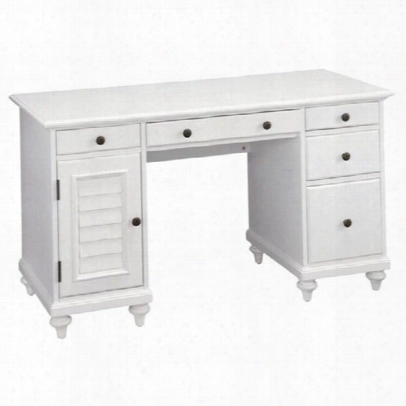 Home Styles Bermuda Pedestal Desk In Brushed White