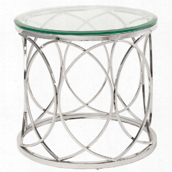 Nuevo Juliette Round Glass Top End Table In Silver