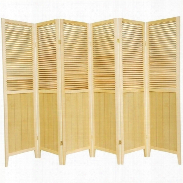 Oriental Beadboard 6 Panel Room Divider In Natural