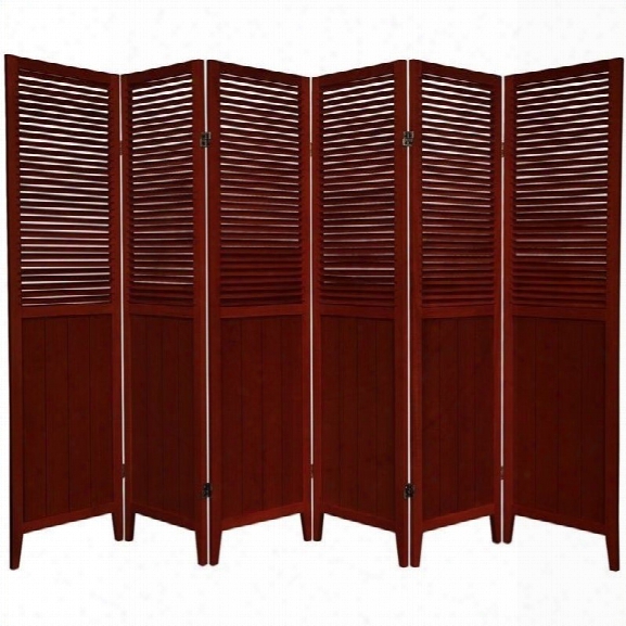 Oriental Beadboard 6 Panel Room Divider In Rosewood