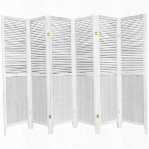 Oriental Beadboard 6 Panel Room Divider In White