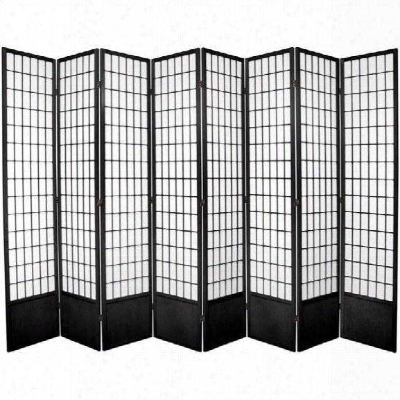 Oriental Furniture 7 ' Tall Window Pane Shoji Screen In Black