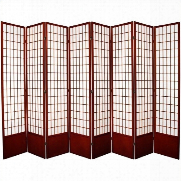 Oriental Furniture 7 ' Tall Window Pane Shoji Screen In Rosewood