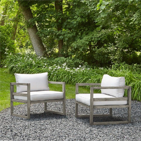 Real Flame Monaco Patio Chair In Brushed Antique White (set Of 2)