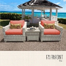 TKC Fairmont 3 Piece Patio Wicker Conversation Set in Orange