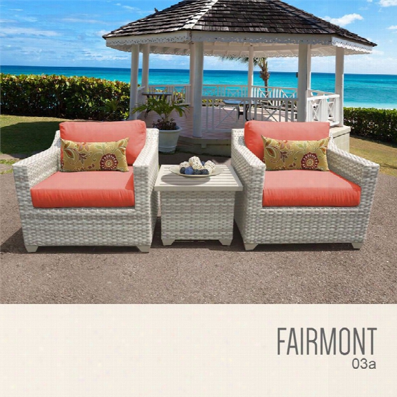 Tkc Fairmont 3 Piece Patio Wicker Conversation Set In Orange