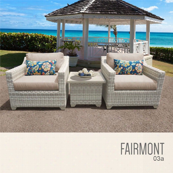 Tkc Fairmont 3 Piece Patio Wicker Conversation Set In Wheat