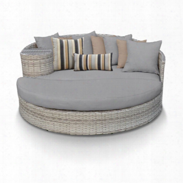 Tkc Fairmont Round Patio Wicker Daybed In Gray