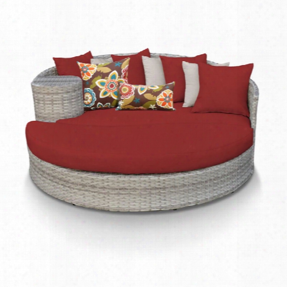 Tkc Fairmont Round Patio Wicker Daybed In Red