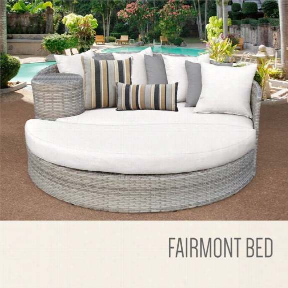 Tkc Fairmont Round Patio Wicker Daybed In White