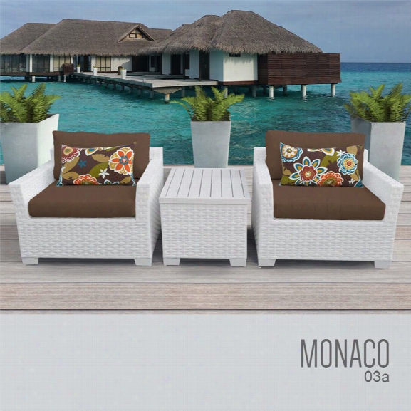 Tkc Monaco 3 Piece Patio Wicker Conversatino Set In Brown