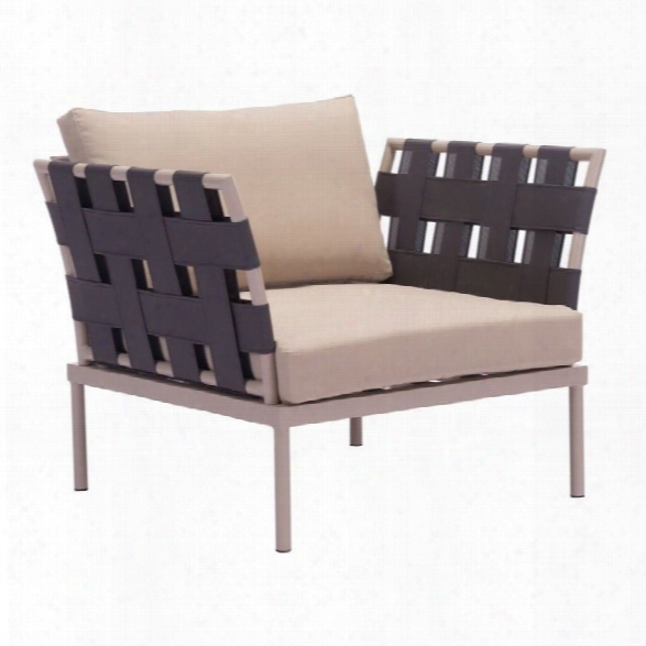 Zuo Glass Beach Outdoor Arm Chair In Taupe