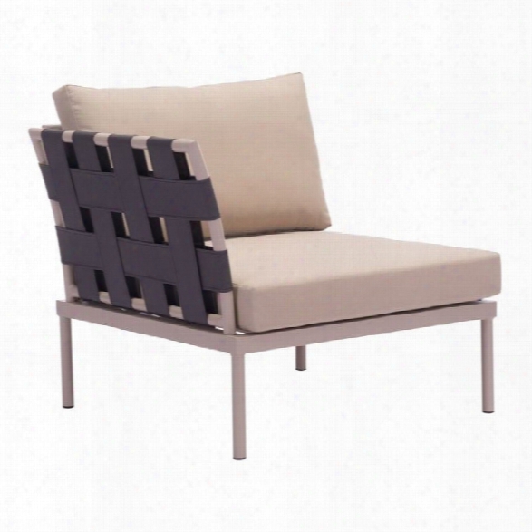 Zuo Glass Beach Outdoor Left Hand Arm Chair In Taupe