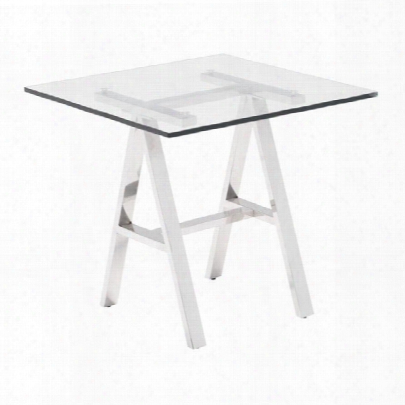 Zuo Lado Glass End Table In Chrome