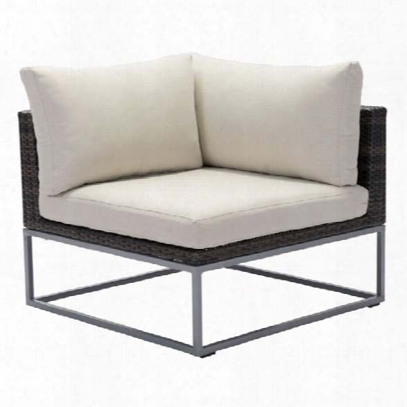 Zuo Malibu Patio Corner Chair In Brown And Beige