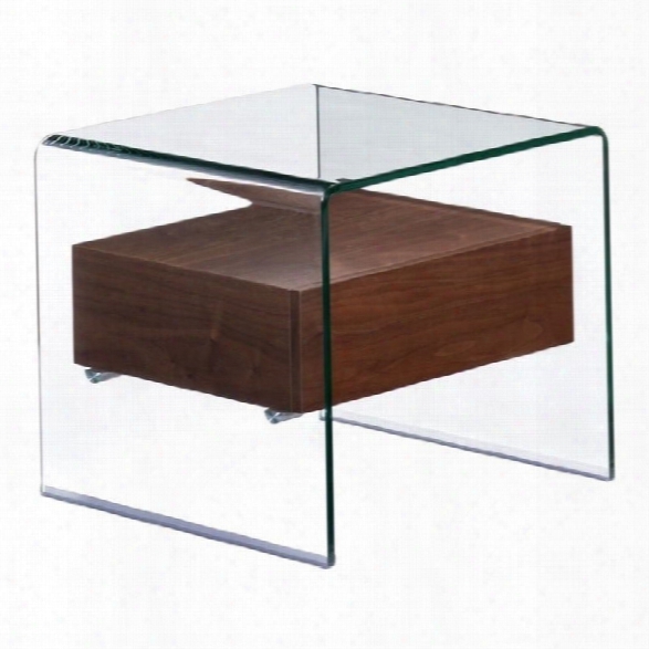 Zuo Shaman Glass End Table In Walnut