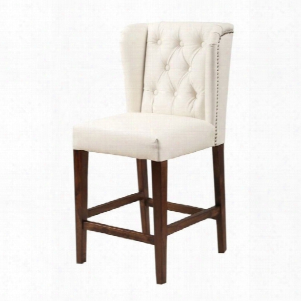 Abbyson Living Monica Pedersen 30 Leather Bar Stool In Ivory