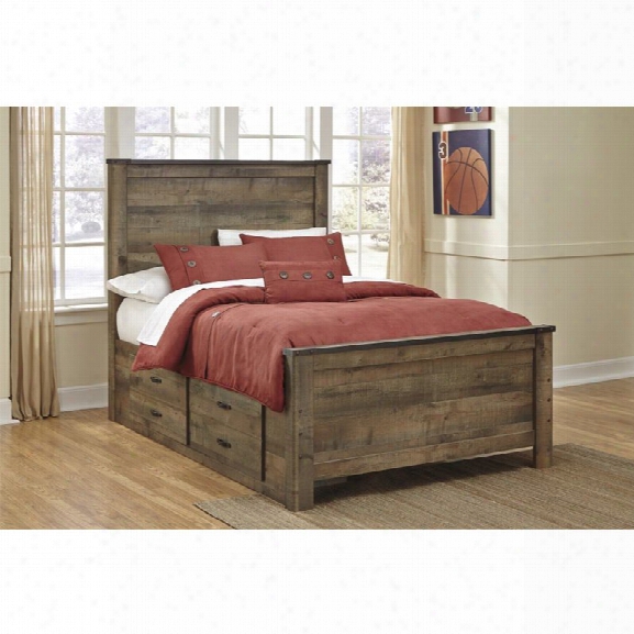 Ashley Trinell Full Panel Bed With Underbed Storage In Brown