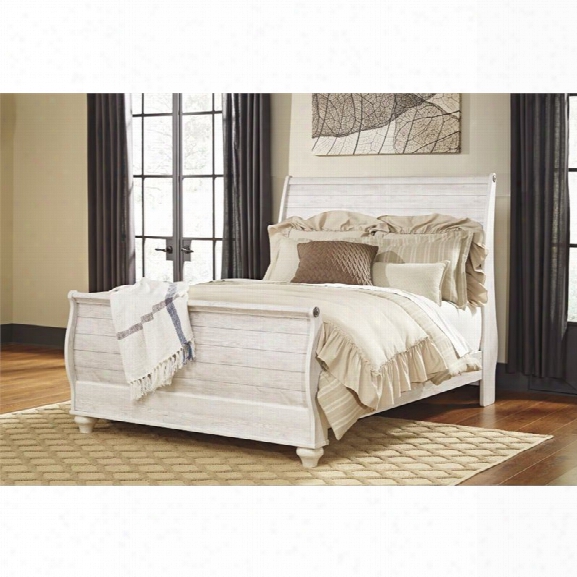 Ashley Willowton Queen Sleigh Bed In Whitewash