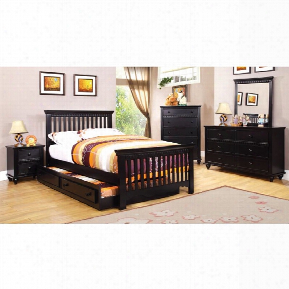 Furniture Of America Dresden Etched 4 Piece Full Bedroom Set In Black