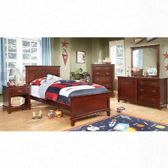 Furniture Of America Haile Y 4 Piece Full Bedroom Set In Cherry