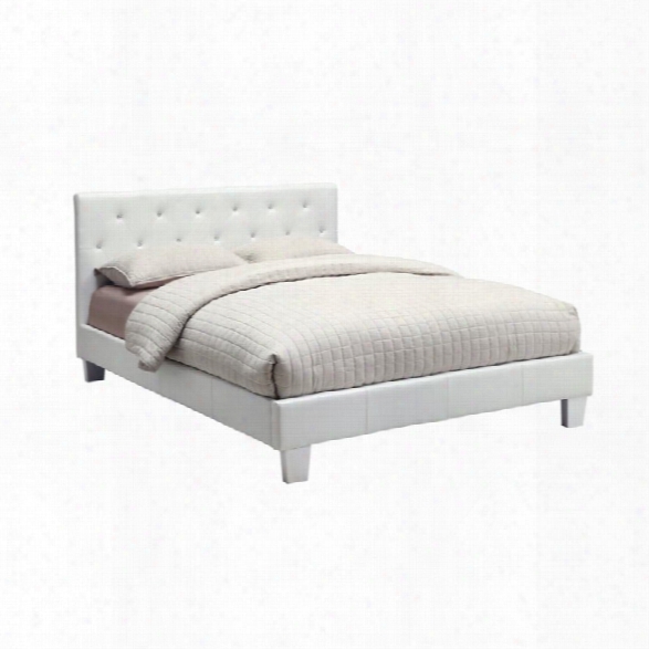 Furniture Of America Kylen King Leather Tufted Platform Bed In White