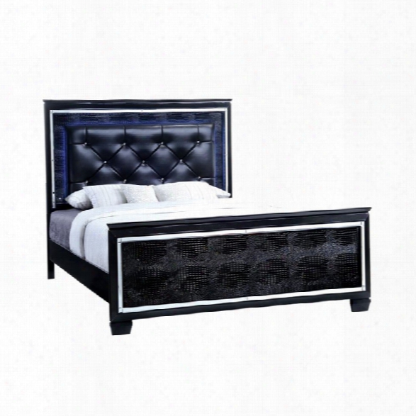 Furniture Of America Rachel California King Faux Leather Led Bed